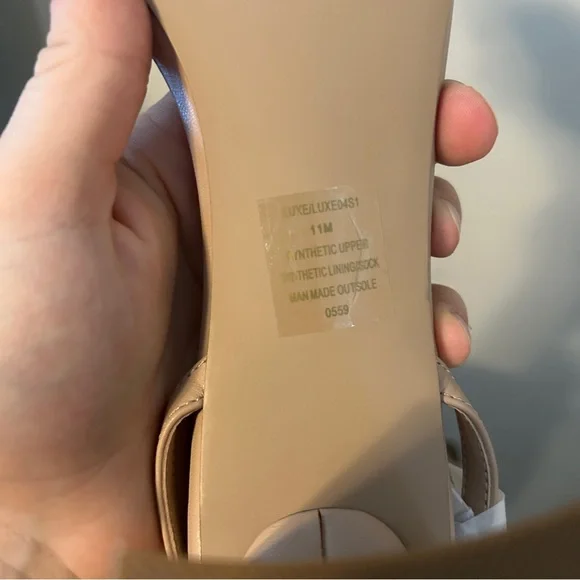 Steve Madden Heels Luxe Nude Block Sandals Natural Cocktail Casual Neutral - Picture 11 of 13